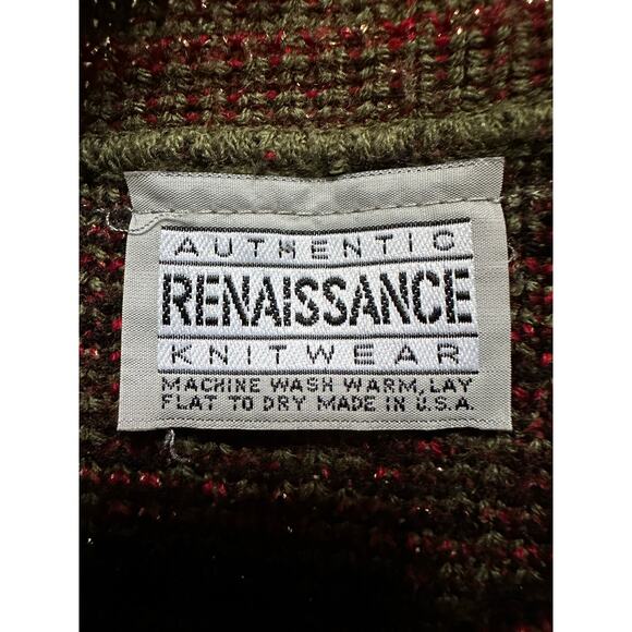 Vintage Knit Sweater green CLASSIC horse plaid Equestrian 80s - Picture 3 of 16